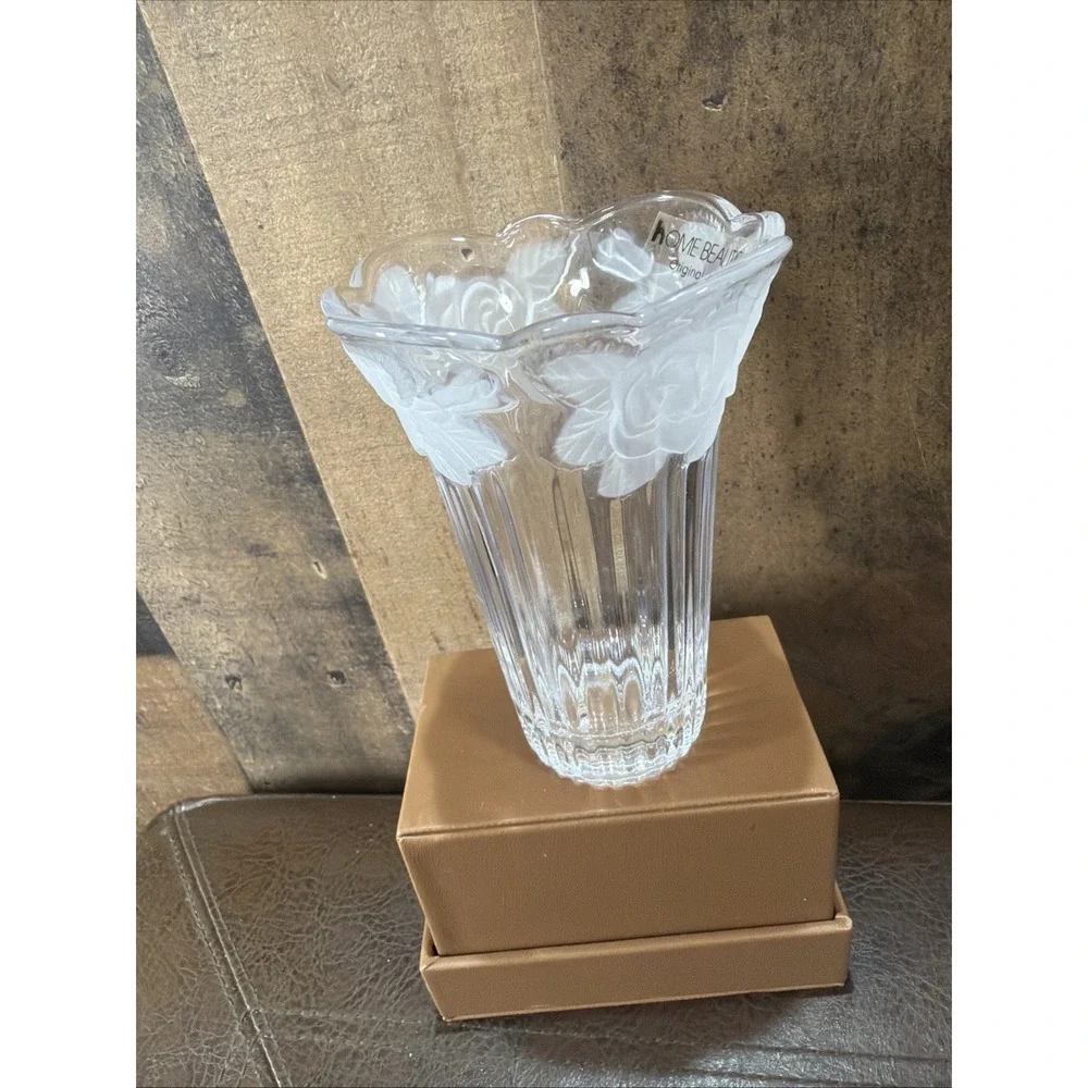 Home Beautiful Crystal Mini Vase Rose Pearls WY401/613 Japan NIB Vintage Box MCM